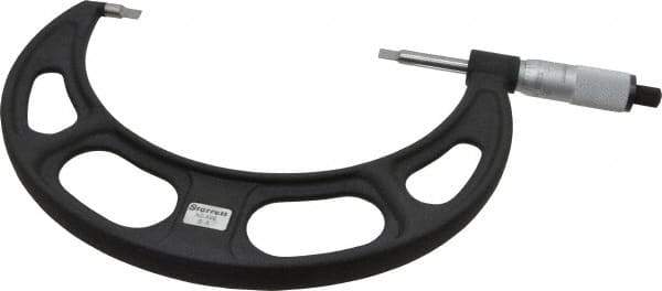 Starrett - 5" to 6" Mechanical Satin Chrome Coated Blade Micrometer - 0.001" Graduation, 0.76mm Blade Thickness, Speeder Thimble - Apex Tool & Supply