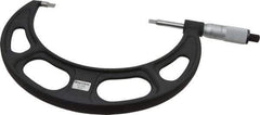 Starrett - 5" to 6" Mechanical Satin Chrome Coated Blade Micrometer - 0.001" Graduation, 0.76mm Blade Thickness, Speeder Thimble - Apex Tool & Supply
