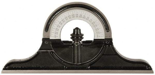 Starrett - 12 to 24 Inch Long Blade, Reversible Combination Square Protractor Head - Black Smooth, Chrome on Turret Coated, Cast Iron - Apex Tool & Supply