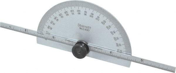 Starrett - 0 to 6 Inch Rule Measurement Range, 0 to 180° Angle Measurement Range, Half Round Head Protractor and Depth Gage - 1° Angle Graduation, 1/64; 1/32 Inch Rule Graduation - Apex Tool & Supply