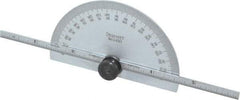 Starrett - 0 to 6 Inch Rule Measurement Range, 0 to 180° Angle Measurement Range, Half Round Head Protractor and Depth Gage - 1° Angle Graduation, 1/64; 1/32 Inch Rule Graduation - Apex Tool & Supply