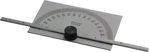 Starrett - 0 to 6 Inch Rule Measurement Range, 0 to 180° Angle Measurement Range, Rectangle Head Protractor and Depth Gage - Accurate up to 5 Min, 1° Angle Graduation, 1/64 Inch Rule Graduation - Apex Tool & Supply