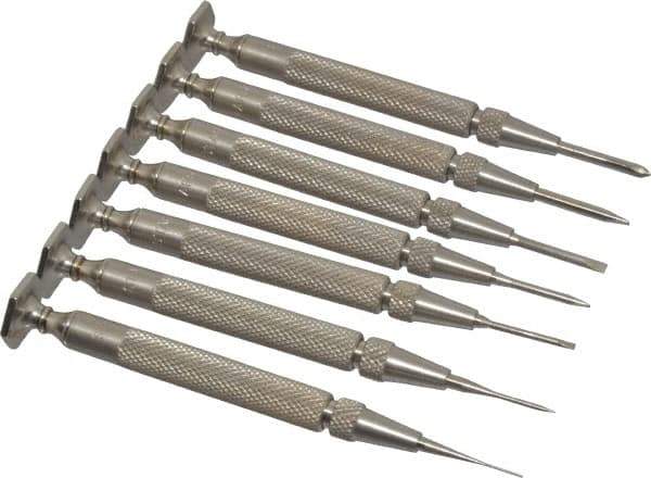 Starrett - 7 Piece Phillips & Slotted Screwdriver Set - Round Shank, Blade Sizes: Length 5/8, Bit Sizes: Philips #0 - Apex Tool & Supply