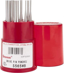 Starrett - 8 Piece, 1/16 to 5/16", Pin Punch Set - Round Shank, Comes in Round Container - Apex Tool & Supply