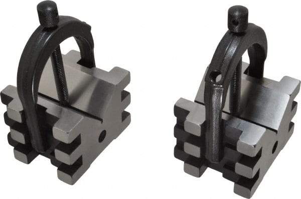 Starrett - 2" Max Capacity, 45 and 90° Angle, Hardened Steel V-Block - 2-1/2" Long x 3" Wide x 2" High, Sold as Matched Pair - Apex Tool & Supply