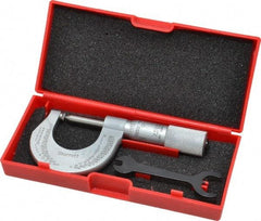 Starrett - 0 to 1" Range, Mechanical Screw Thread Micrometer - Plain Thimble, 0.001" Graduation, 0.004mm Accuracy - Apex Tool & Supply