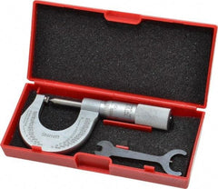 Starrett - 0 to 1" Range, Mechanical Screw Thread Micrometer - Plain Thimble, 0.001" Graduation, 0.004mm Accuracy - Apex Tool & Supply