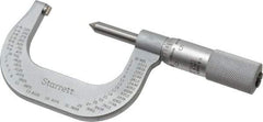 Starrett - 1 to 2" Range, Mechanical Screw Thread Micrometer - Plain Thimble, 0.001" Graduation, 0.004mm Accuracy - Apex Tool & Supply