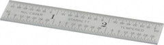Starrett - 3" Long, 1/64, 1/32, 1/16, 1/8" Graduation, Rigid Spring Steel Rule - 4R Graduation Style, 9/16" Wide, Silver, Satin Chrome Finish - Apex Tool & Supply