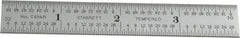 Starrett - 4" Long, 1/64, 1/32, 1/16, 1/8" Graduation, Rigid Spring Steel Rule - 4R Graduation Style, 5/8" Wide, Silver, Satin Chrome Finish - Apex Tool & Supply