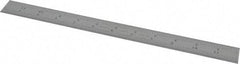 Starrett - 12" Long, 1/64, 1/32, 1/16, 1/8" Graduation, Rigid Spring Steel Rule - 4R Graduation Style, 1" Wide, Silver, Satin Chrome Finish - Apex Tool & Supply