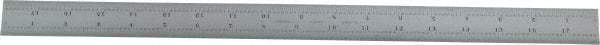 Starrett - 18" Long, 1/64, 1/32, 1/16, 1/8" Graduation, Rigid Spring Steel Rule - 4R Graduation Style, 1-1/8" Wide, Silver, Satin Chrome Finish - Apex Tool & Supply