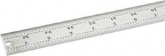 Starrett - 36" Long, 1/64, 1/32, 1/16, 1/8" Graduation, Rigid Spring Steel Rule - 4R Graduation Style, 1-1/4" Wide, Silver, Satin Chrome Finish - Apex Tool & Supply