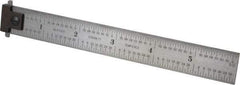 Starrett - 6" Long, 1/64, 1/32, 1/16, 1/8" Graduation, Rigid Spring Steel Rule - 4R Graduation Style, 3/4" Wide, Silver - Apex Tool & Supply