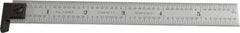 Starrett - 6" Long, 1/64, 1/32, 1/16, 1/8" Graduation, Rigid Spring Steel Rule - 4R Graduation Style, 3/4" Wide, Silver, Satin Chrome Finish - Apex Tool & Supply