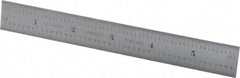 Starrett - 6" Long, 1/100, 1/64, 1/32, 1/16" Graduation, Rigid Spring Steel Rule - 7R Graduation Style, 3/4" Wide, Silver, Satin Chrome Finish - Apex Tool & Supply