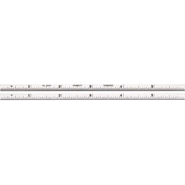 Starrett - 6" Long, 1/64, 1/32" Graduation, Rigid Spring Steel Rule - Apex Tool & Supply