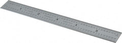 Starrett - 6" Long, 1/64, 1/32" Decimal Equivalency Table Graduation, Flexible Spring Steel Rule - 10R Graduation Style, 3/4" Wide, Silver, Satin Chrome Finish - Apex Tool & Supply