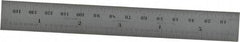 Starrett - 5-3/4" Long, 1/64, 1/32" and 0.5, 1mm Graduation, Rigid Spring Steel Rule - English/Metric Graduation Style, 3/4" Wide, Silver, Satin Chrome Finish - Apex Tool & Supply