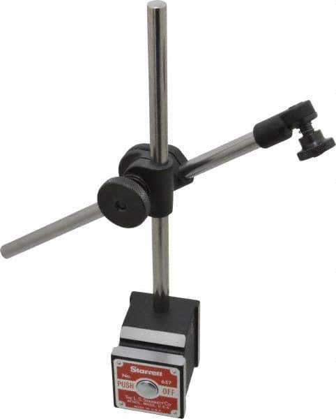 Starrett - 150 Lb Magnetic Force, Fine Adjustment Indicator Positioner & Holder with Base - Post & Rod, Rectangular Base, 1-15/16" Base Height, 1-5/8" Base Length, 1-7/8" Base Width - Apex Tool & Supply