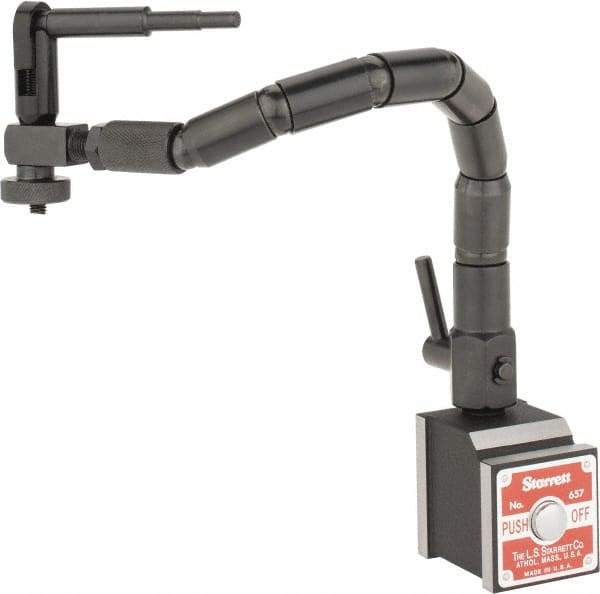 Starrett - 1-7/8" Long x 1" Wide x 1-15/16" High Magnetic Indicator Base with On/Off Switch - 3" Rod Length, Flexible Arm - Apex Tool & Supply