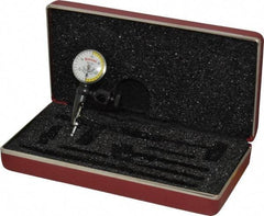 Starrett - 3 Piece, 0" to 0.03" Measuring Range, 15/16" Dial Diam, 0-15-0 Dial Reading, White & Yellow Dial Test Indicator Kit - 5/32" Contact Point Length, 3mm Ball Diam, 0.001" Dial Graduation - Apex Tool & Supply