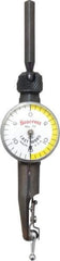Starrett - 3 Piece, 0" to 0.03" Measuring Range, 15/16" Dial Diam, 0-15-0 Dial Reading, White & Yellow Dial Test Indicator Kit - 5/32" Contact Point Length, 3mm Ball Diam, 0.001" Dial Graduation - Apex Tool & Supply
