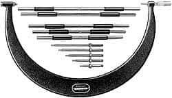 Starrett - 5 Anvil, Mechanical, 12 to 18 Inch Range, Interchangeable Anvil Micrometer - Friction Thimble, 0.0003 Inch Accuracy, 0.001 Inch Graduation - Apex Tool & Supply