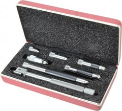 Starrett - 1-1/2 to 8 Inch Range, Satin Chrome Coated, Mechanical Inside Tubular Micrometer - 0.001 Inch Graduation, 0.0001 Inch Accuracy - Apex Tool & Supply