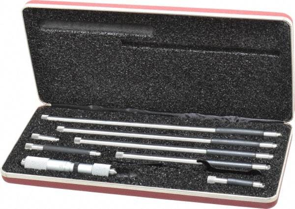 Starrett - 4 to 24 Inch Range, Satin Chrome Coated, Mechanical Inside Tubular Micrometer - 0.001 Inch Graduation, 0.0001 Inch Accuracy - Apex Tool & Supply
