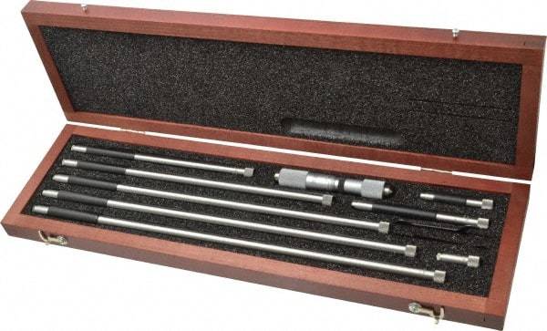 Starrett - 4 to 32 Inch Range, Satin Chrome Coated, Mechanical Inside Tubular Micrometer - 0.001 Inch Graduation, 0.0001 Inch Accuracy - Apex Tool & Supply
