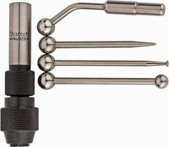 Starrett - Single End, Center Finder Set Mechanical - 0.25 Inch Head Diameter, Ball, Conical, Disc Head Type, Includes 4 Attachments, Case, Holder, 4 Pieces - Apex Tool & Supply