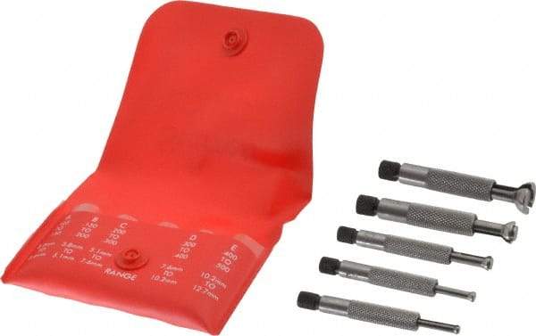 Starrett - 1/8 to 1/2 Inch Measurement, Small Hole Gage Set - 2 Inch Long, Full Ball, Includes Case - Apex Tool & Supply