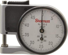 Starrett - 0 to 3/8 Inch Measurement, 0.0005 Inch Graduation, 1/2 Inch Throat Depth, Dial Thickness Gage - 1-5/8 Inch Dial Diameter - Apex Tool & Supply