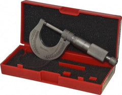 Starrett - 0 to 1" Range, 0.0001" Graduation, Mechanical Outside Micrometer - Ratchet Stop Thimble, Accurate to 0.00005" - Apex Tool & Supply