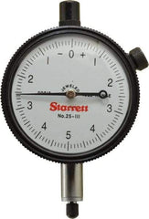 Starrett - 0.025" Range, 0-5-0 Dial Reading, 0.0001" Graduation Dial Drop Indicator - 2-1/4" Dial, 0.01" Range per Revolution - Apex Tool & Supply