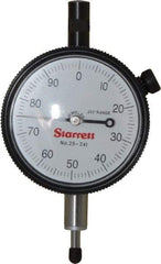 Starrett - 1/4" Range, 0-100 Dial Reading, 0.001" Graduation Dial Drop Indicator - 2-1/4" Dial, 0.1" Range per Revolution, Revolution Counter - Apex Tool & Supply