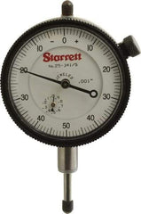 Starrett - 1/2" Range, 0-50-0 Dial Reading, 0.001" Graduation Dial Drop Indicator - 2-1/4" Dial, 0.1" Range per Revolution, Revolution Counter - Apex Tool & Supply