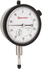 Starrett - 1/2" Range, 0-100 Dial Reading, 0.001" Graduation Dial Drop Indicator - 2-1/4" Dial, 0.1" Range per Revolution, Revolution Counter - Apex Tool & Supply