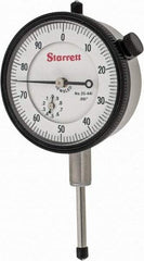 Starrett - 1" Range, 0-100 Dial Reading, 0.001" Graduation Dial Drop Indicator - 2-1/4" Dial, 0.1" Range per Revolution, Revolution Counter - Apex Tool & Supply