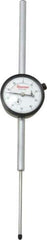 Starrett - 3" Range, 0-100 Dial Reading, 0.001" Graduation Dial Drop Indicator - 2-1/4" Dial, 0.1" Range per Revolution, Revolution Counter - Apex Tool & Supply