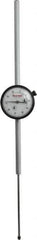Starrett - 4" Range, 0-100 Dial Reading, 0.001" Graduation Dial Drop Indicator - 2-1/4" Dial, 0.1" Range per Revolution, Revolution Counter - Apex Tool & Supply