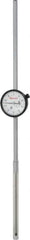 Starrett - 5" Range, 0-100 Dial Reading, 0.001" Graduation Dial Drop Indicator - 2-1/4" Dial, 0.1" Range per Revolution, Revolution Counter - Apex Tool & Supply