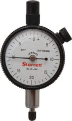 Starrett - 0.1" Range, 0-20-0 Dial Reading, 0.001" Graduation Dial Drop Indicator - 1-11/16" Dial, 0.04" Range per Revolution, Revolution Counter - Apex Tool & Supply