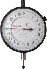 Starrett - 0.4" Range, 0-20 Dial Reading, 0.0001" Graduation Dial Drop Indicator - 3-5/8" Dial, 0.02" Range per Revolution - Apex Tool & Supply