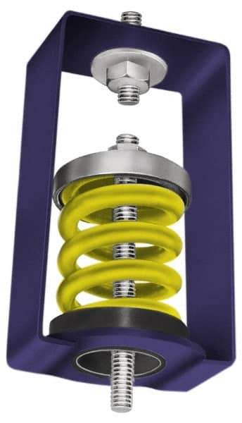 Mason Ind. - 130 to 175 Lb Capacity, 0.75 to 1" Deflection, HSX, Vibration Control Hanger - 2-7/8" Wide x 4-1/4" High x 2-1/2" Deep, 3/8" Max Rod Diam, 3-1/2" Lower Rod Penetration, Silver - Apex Tool & Supply