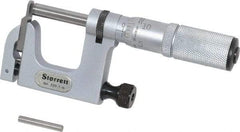 Starrett - 0 to 1 Inch Range, Carbide Face, Satin Chrome Coated, Mechanical Multi Anvil Micrometer - Friction Thimble, 0.001 Inch Graduation, 0.0002 Inch Accuracy - Apex Tool & Supply