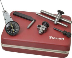 Starrett - 7 Piece, 0" to 0.06" Measuring Range, 1-3/8" Dial Diam, 0-30-0 Dial Reading, Black Dial Test Indicator Kit - 1-5/16" Contact Point Length, 2mm Ball Diam, 0.001" Dial Graduation - Apex Tool & Supply