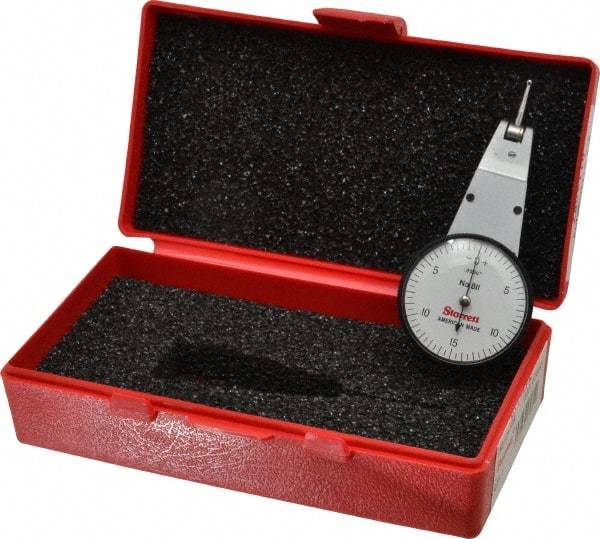 Starrett - 0.03 Inch Range, 0.0005 Inch Dial Graduation, Horizontal Dial Test Indicator - 1-3/8 Inch White Dial, 0-15-0 Dial Reading - Apex Tool & Supply