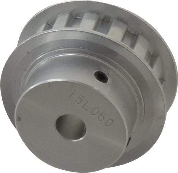 Power Drive - 15 Tooth, 3/8" Inside x 1.76" Outside Diam, Hub & Flange Timing Belt Pulley - 1/2" Belt Width, 1.79" Pitch Diam, 0.719" Face Width, Aluminum - Apex Tool & Supply